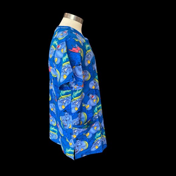 ALADDIN GENIE Scrub NWT Top DISNEY Tooniforms V Neck Sz L - Picture 4 of 7
